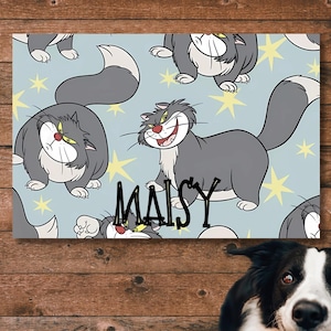 Personalized Dog/Cat Food Mat, Cartoon Cat Design Placemat, Pet Feeding Mat, Non Slip Placemat, Dog Food Water, Cat Food Mat, Cat Lover gift