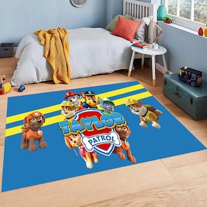 Personalized Dog Themed Rug, Paw Birthday Decor, Paw Party Carpet, Playroom Custom Rug, Boys Room Rug, Game Room Rug, Birthday Decoration