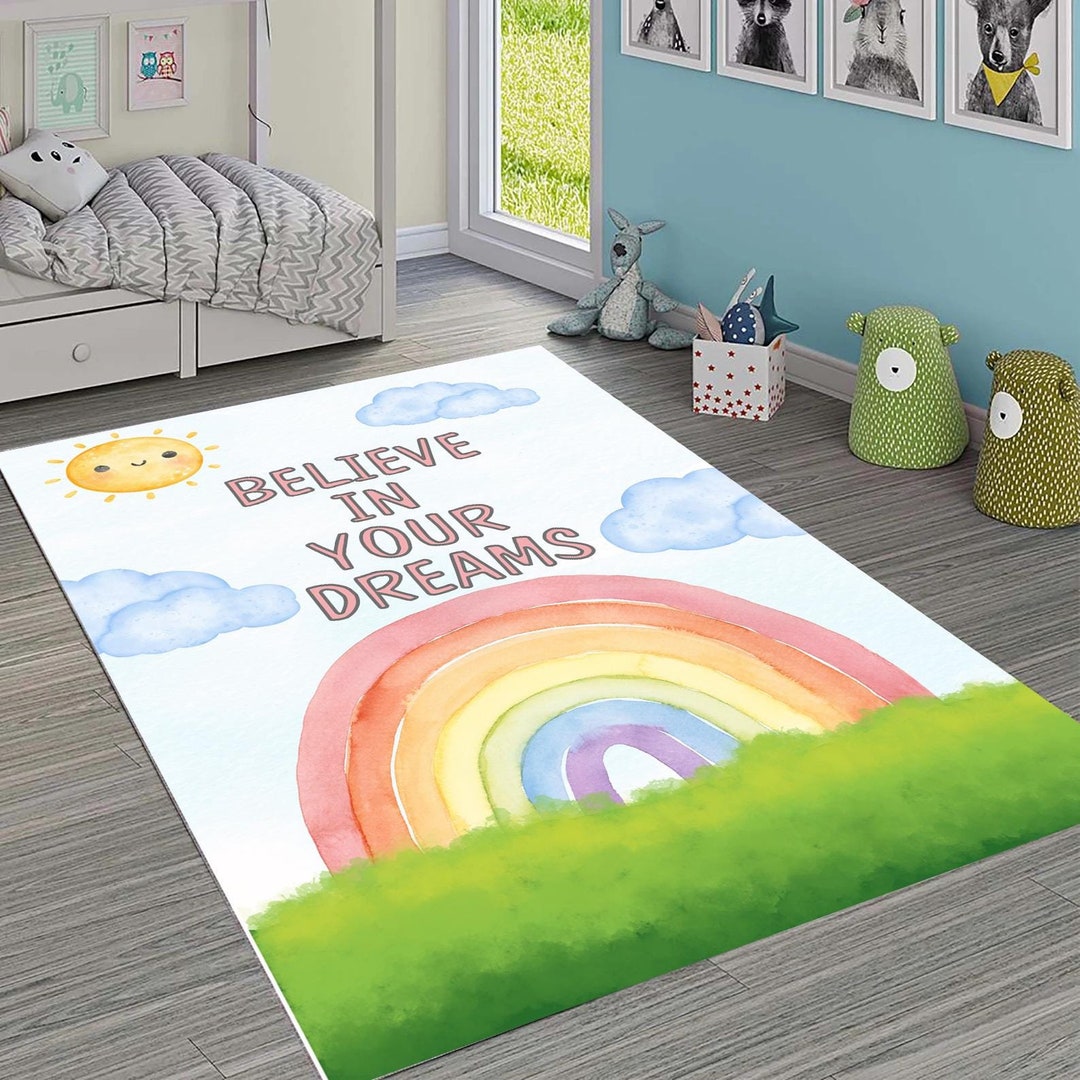 Believe in Your Dreams Rug, Classroom Rug, Gym Motivational Quotes ...
