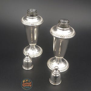 Vintage Empire Sterling Silver Salt and Pepper Shakers – Weighted 241 Rope Edge Urn Style Tableware