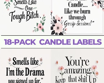 Pacote com 18 Etiquetas Divertidas para Velas de Amizade, Etiquetas Sarcásticas para Velas de Amizade, Adesivos Irônicos para Velas da Melhor Amiga, Presente Atrevido para a Melhor Amiga, Download Digital