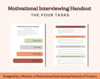 Motivational Interviewing Worksheet: MI Four Tasks Overview (Digital Download)