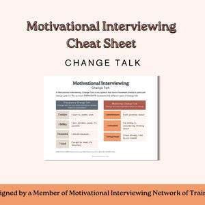 Motivational Interviewing Printable | MI Change Talk Worksheet | Therapist Resources | Life Coach Handout |  Social Work Reference