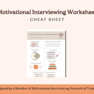 Motivational Interviewing Cheat Sheet | MI Printable Worksheet | MI Resources | MI Treatment Overview | Motivational Interviewing Reference