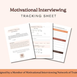 Motivational Interviewing Tracking Sheet | MI Printable |  Therapist Digital Resources  |  Social Work Reference | MI Coaching Sheet