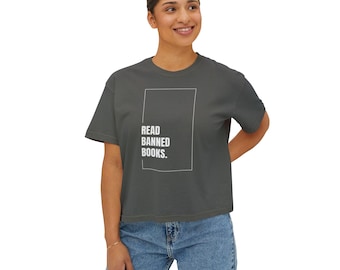 Read Banned Books | Womens Cropped T-Shirt | Book Lover Crop Top | Anti-Censorship Tee | Intellectual Freedom Shirt | Feminist Book Tee