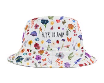 Floral Protest Bucket Hat, Trendy Summer Hat, Statement Headwear, LGBTQ+ Pride Accessory, Eco-Friendly Gift