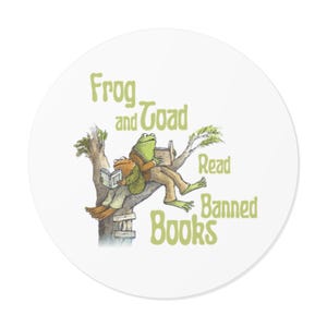 Frog and Toad Read Banned Books Vinyl Stickers - Eco-Friendly Decor, Gift for Book Lovers, Reading Awareness, Fun Bookish Gifts, Educational