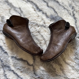 Women&#39;s Leather Cydwoq Cleo Ankle Boots Size US 7 Brown Distressed Lace Up Handmade