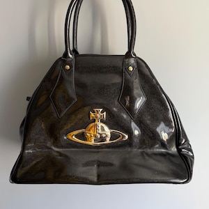 Vivienne Westwood Derby Black Patent Leather Bag big orb