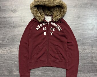 Y2K Abercrombie Fitch Script Stitched Sherpa Hooded