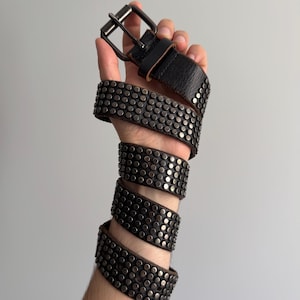 希少なウエスタンスタッズレザーメタルベルト Y2K 00s NANNI イタリアンスタイル カウボーイ 本物のアバンギャルド