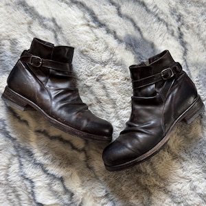 SHOTO Unisex Handmade In Italy EU 40 Leather Military Boots Cowboy Style