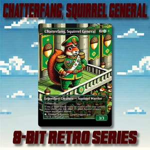 Chatterfang, écureuil général - Cartes de haute qualité personnalisées de style rétro 8 bits