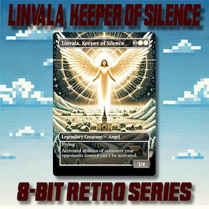 Linvala, Keeper of Silence - aangepaste MTG 8-bits alternatieve kunstkaarten in retrostijl van hoge kwaliteit