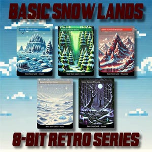 Basic Snow Lands - Benutzerdefinierte MTG 8-Bit Retro Style Alternative Kunst hochwertige Karten