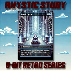 Rhystic Study - カスタム MTG プロキシ 8 ビット レトロ スタイル オルタナティブ アート 高品質カード