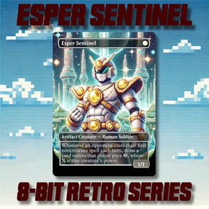 Esper Sentinel - Aangepaste MTG 8-bits alternatieve kunst in retrostijl van hoge kwaliteit