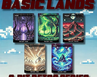 Basic Lands - Custom 8-Bit Retro Style Alternate Art High Quality Cards