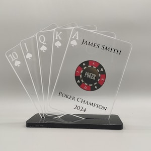 Personalized Lucite Poker Award - Option to print your logo - Acrylic Trophy for Poker, Casino, Card games