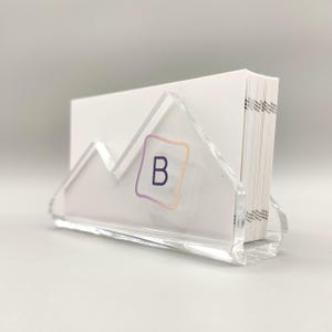 Personalisierter Acryl-Visitenkartenhalter - Schreibtisch-Organizer mit individuellem Logo bedruckt - Logo, Bild, Bild, Nachricht