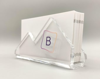 Personalized Acrylic Business Card Holder – Custom Logo printed Desk Organizer - Logo, image, picture, message