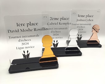 Personalized Acrylic Chess Award Set – Gold, Silver & Bronze