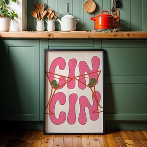 Trendy Cin Cin Print, Martini Cheers Print, Cocktail Print, Bar Cart Art Print, Maximalist Kitchen Print, Vintage Drink Poster, Retro Art
