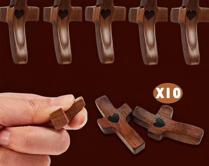 Featured listing image: Handmade 10Pcs Relieve Anxiety Wooden Cross, Comfort for Clutching, Clinging and Praying, Pocket Prayer Cross, Religious Easter Day Gifts