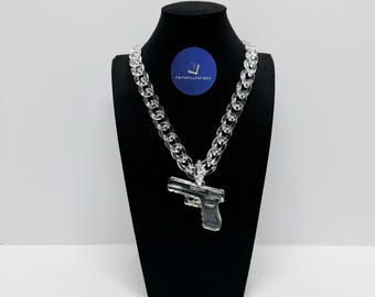 Clear Cool Pendant Chain Necklace for Men, Women, Boys, Girls, Trendy Daily Wear Necklace for Streetwear, Birthday Gifts, Party Accessories