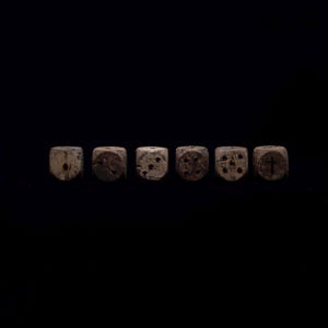 Trench Dice Faithfull, hand customised, unique wooden gaming dice set for perfect tabletop game atmosphere with grimdark vibes.