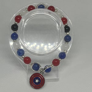 Captain America Avenger&#39;s Bracelet 1Pc • Handmade •  Hypoallergenic •  Lightweight • Beaded Bracelet • Black-owned