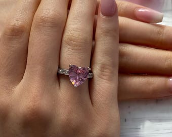 Pink Heart Ring | Cubic Zirconia | Engagement Ring