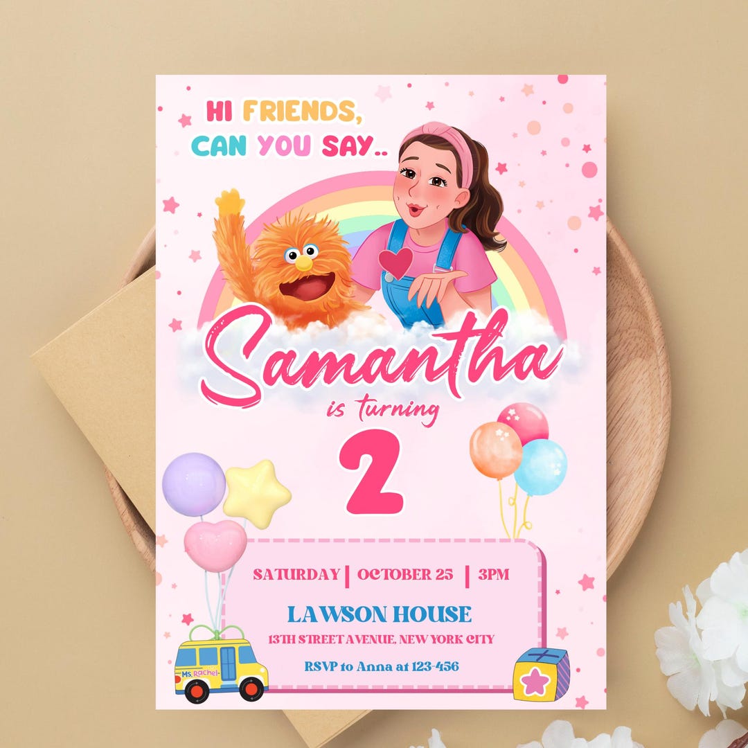 Ms. Rachel Invitation Canva, Ms. Rachel Invitation, Birthday Invitation ...