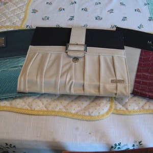 Fundas para bolsos de mano Miche Classic Purse, conchas, ELECCIÓN de 3, verde azulado metalizado, beige plisado, cocodrilo rojo