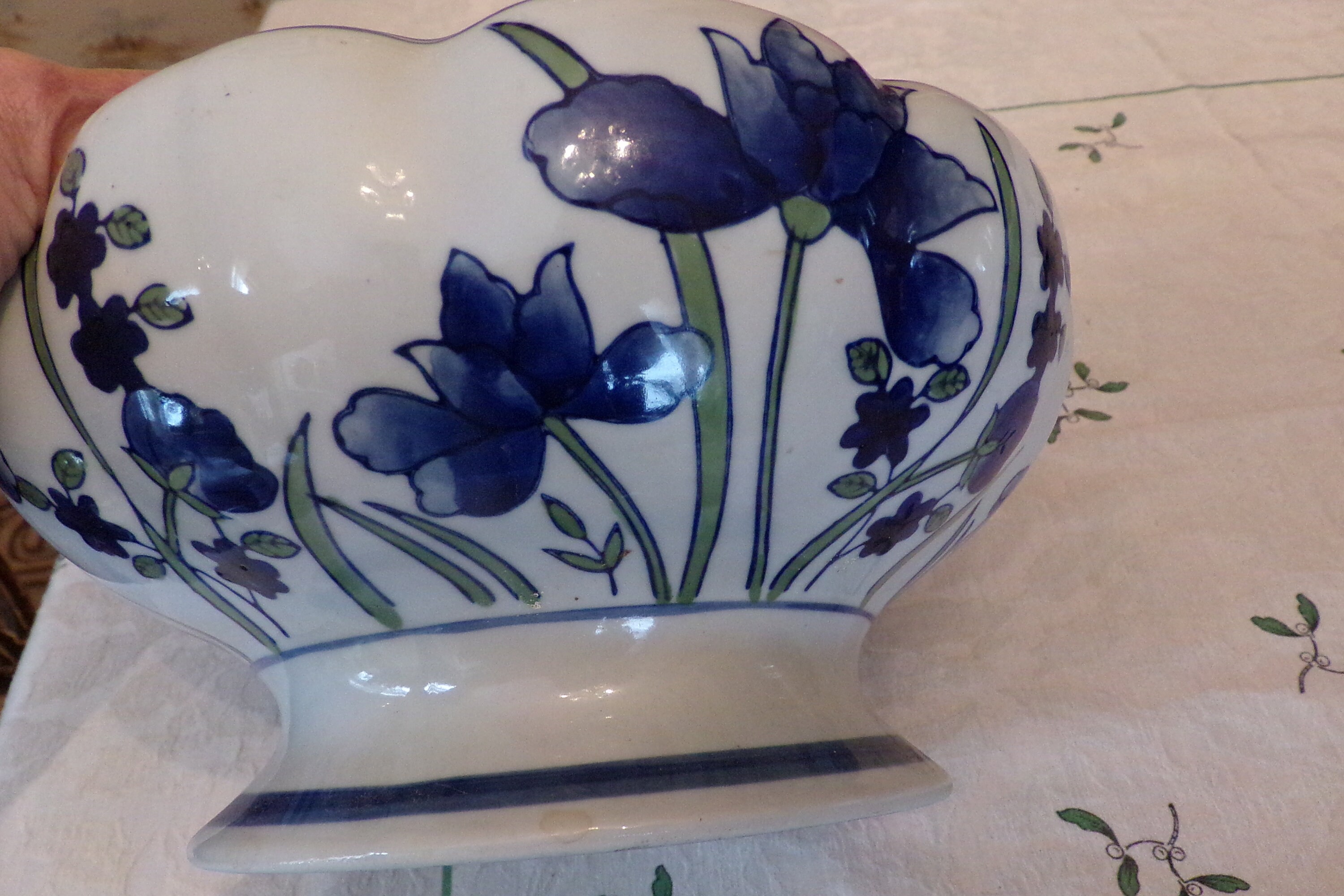 中國美術 古玩 萬壽紋様 青華大碗 盛鉢 超大サイズ Large Vintage Chinese Bowl, Blue and White, Hand Painted