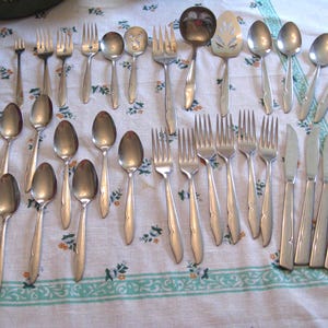 Stylish 35 Pc MCM Oneida Craft Stainless Flatware, Sleek Modern, Replacements