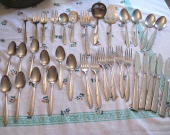 Stylish 35 Pc MCM Oneida Craft Stainless Flatware, Sleek Modern, Replacements