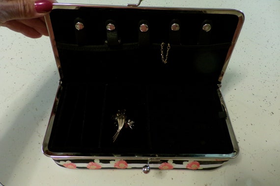 Mod Flowered Travel Jewelry Box, Orange Flowers, … - image 7