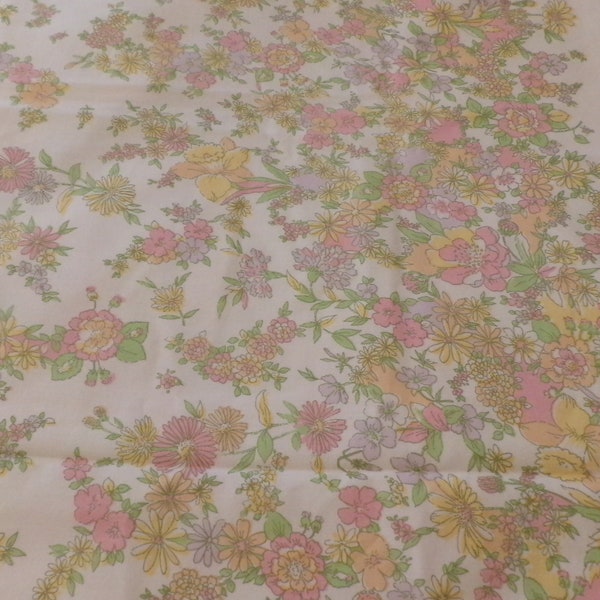 Double Top Sheet Petite Floral, Fashion Manor, Multi Floral, 1960s Sheet, JC Penney,  Cottage Chic