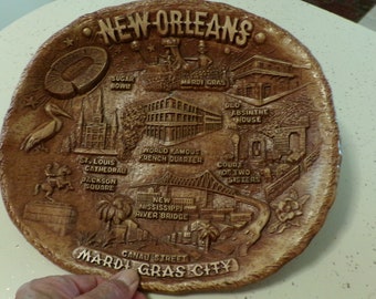 Vintage Souvenir Tray, Bowl of New Orleans, 1970s Decor, Taco, USA, Souvenir Plate, Mardi Gras, Canal Street