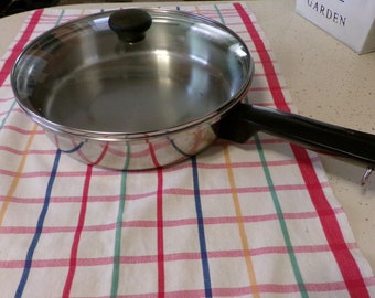 Vintage 60s Stainless Steel Skillet, Duncan Hines 10 In. USA 18-8 Cookware, Frying Pan