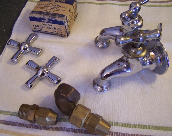 Vintage Chrome Bathroom Faucets Extra Handles Wall Mount Etsy