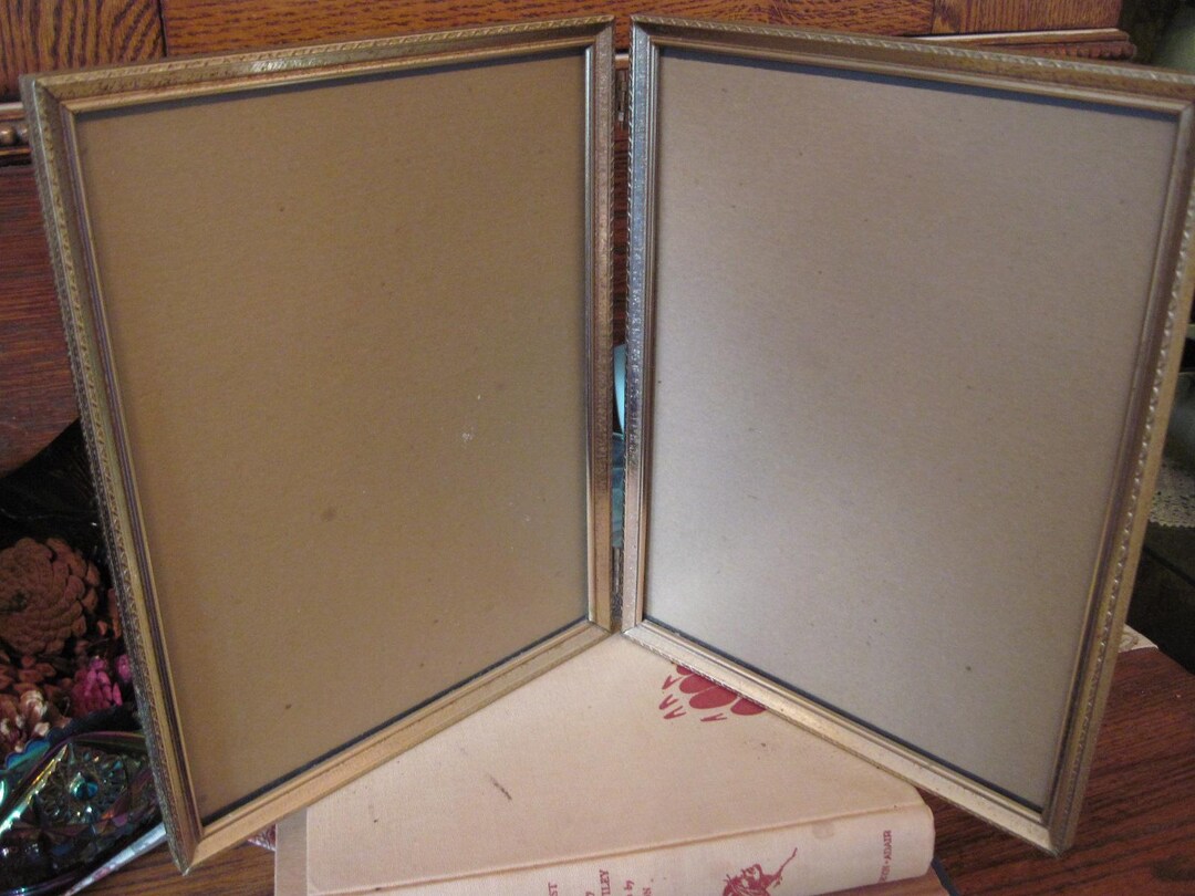 MCM Double 8 X 10 Hinged Frame, Metal, Brass Picture Frames, Gold Tone ...