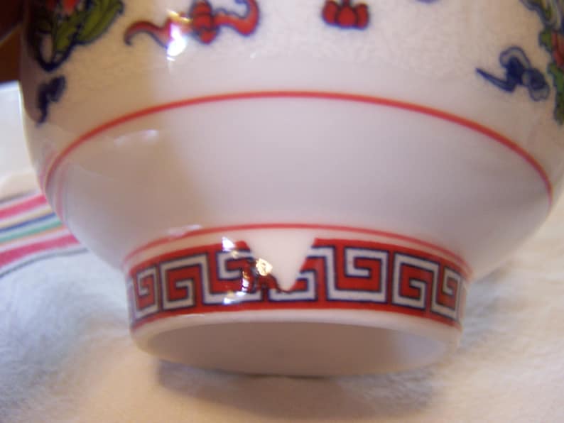Soup Bowl Japan,Hand Painted Famille Rose Porcelain Asian Rice Bowl Vintage
