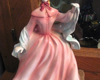 Older Ceramic Lady Planter, Pink Dress, Vase Japan, Flower Planter, Flower Pot, Victorian, GWTW Style, Ucagco