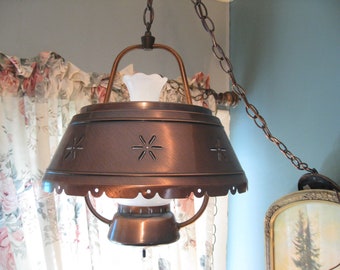 Working Mid Century Copper Kitchen Light Fixture, Over the table Pendant Light, Sink Light, Island, Swag Lamp