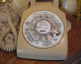 Working Beige ITT Desk Phone, Rotary Dial Telephone, Motel Phone, Bell Telephone, Photo Prop, Tested