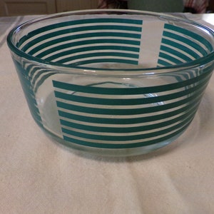 Turquoise Teal Striped Pyrex Bowl, #7201, 1 Qt, Mixing or Prep Bowl
