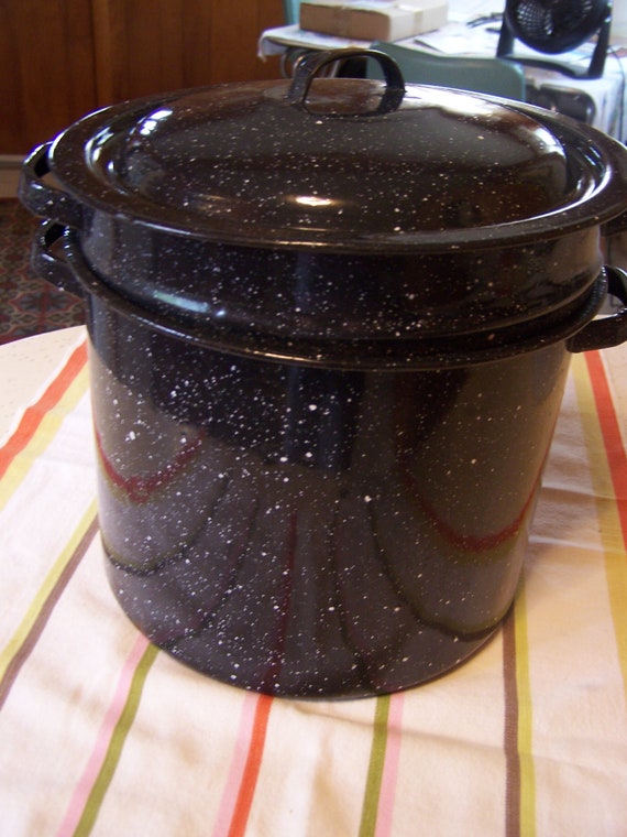 Vintage Blue & White Speckled Enamelware Canning Pot Etsy